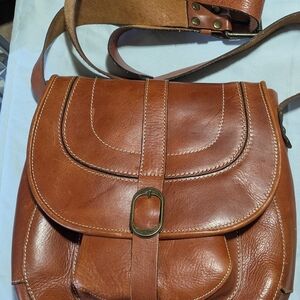 Classic Tan Leather Crossbody Bag